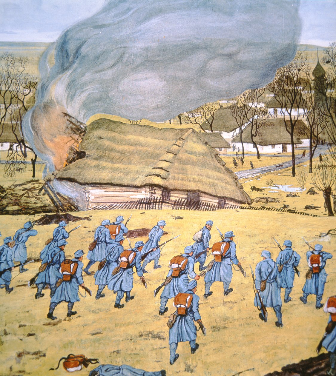 Das Erste Österreichisch-Ungarische Landsturmregiment greift serbisches Dorf Stady Korciyan an, 22. Dezember von German School