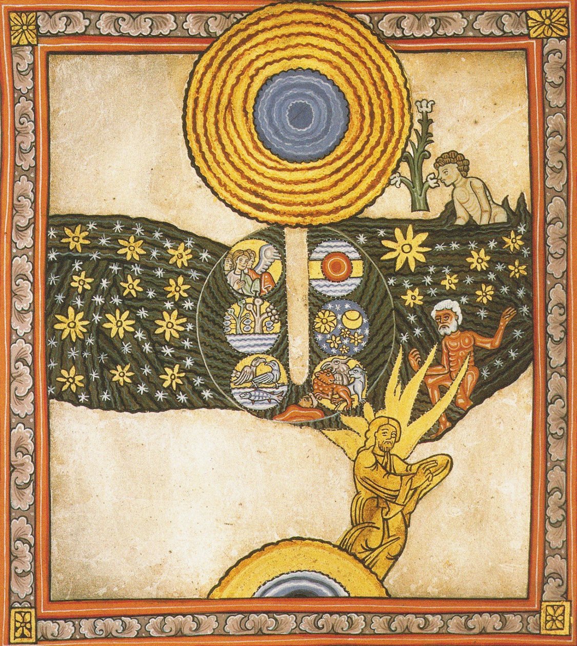 Der Erlöser. Miniatur aus Liber Scivias von Hildegard von Bingen, ca. 1175 von German School