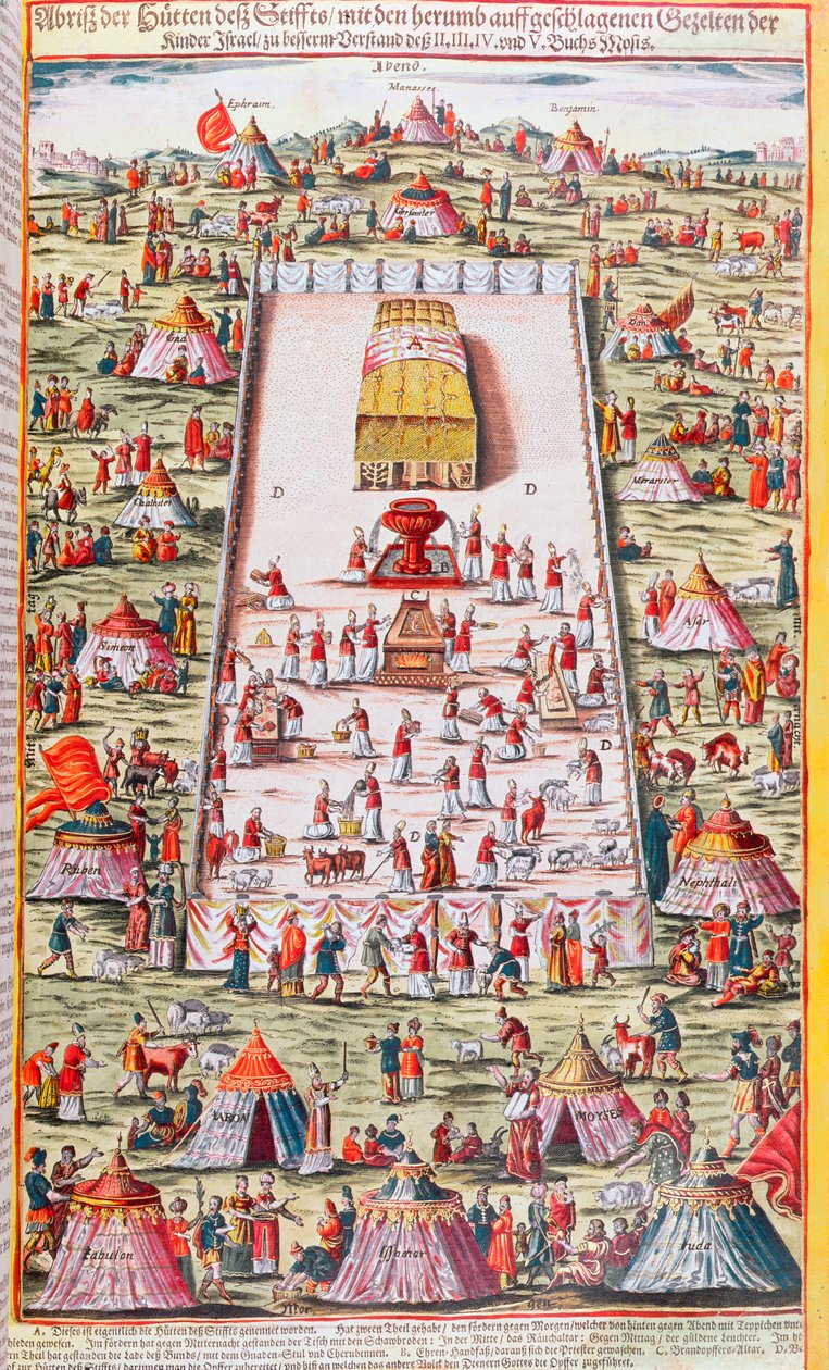 Die Stämme Israels versammeln sich um die Bundeslade in der Sinai-Wüste nach dem Exodus aus Ägypten, um 1630 von German School