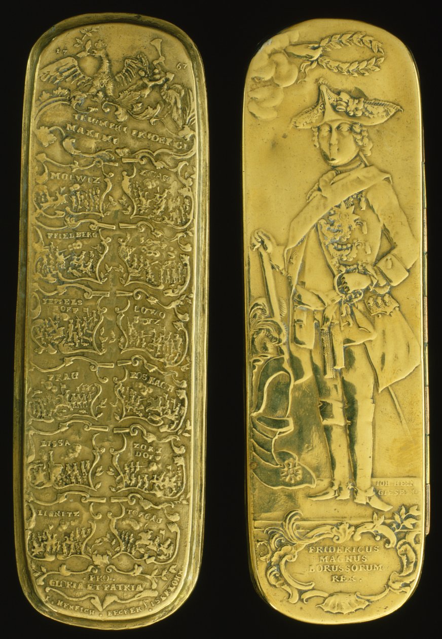 Tabakdose mit Darstellung von Friedrich II. und seinen Siegen von German School