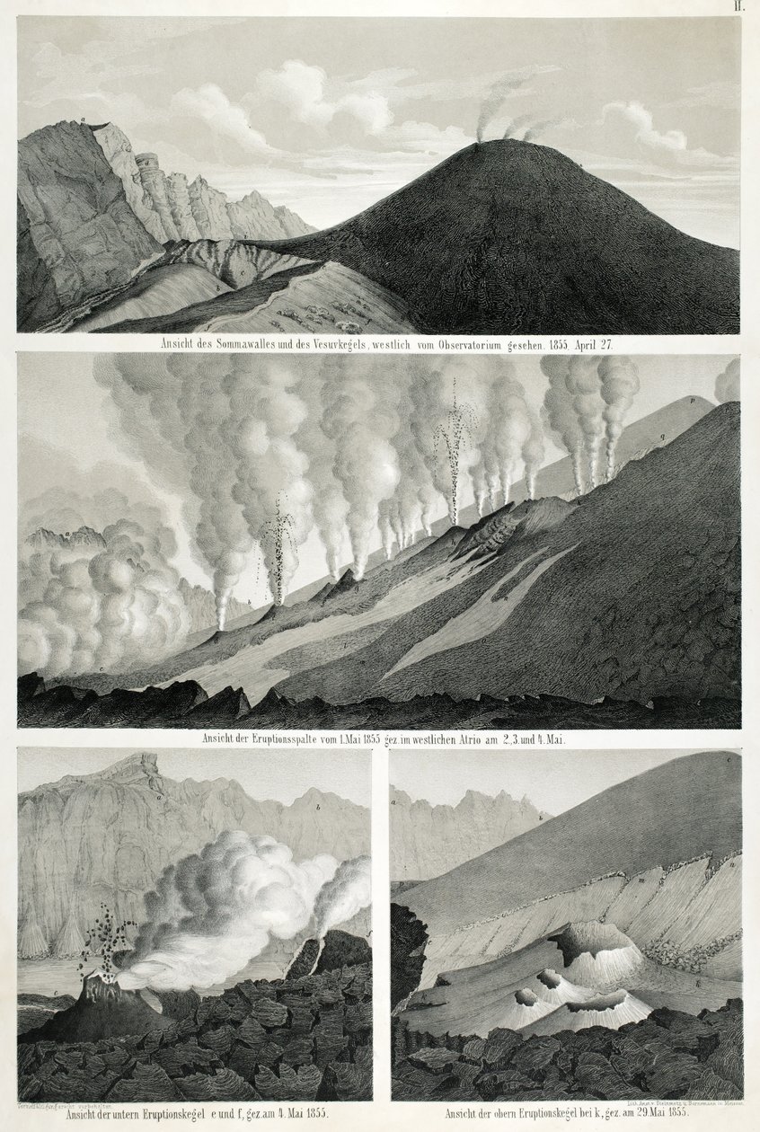 Ansicht des Monte Somma und des Vesuvs, gesehen vom Westen vom Observatorium, 27. April 1855 von German School