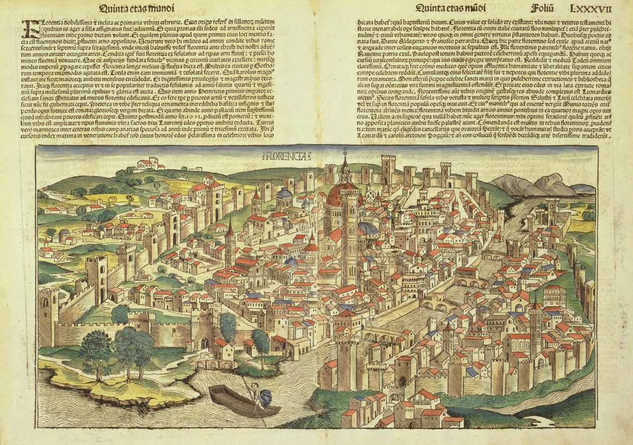 Ansicht der ummauerten Stadt Florenz, aus der Nürnberger Chronik von Hartmann Schedel, 1493 von German School