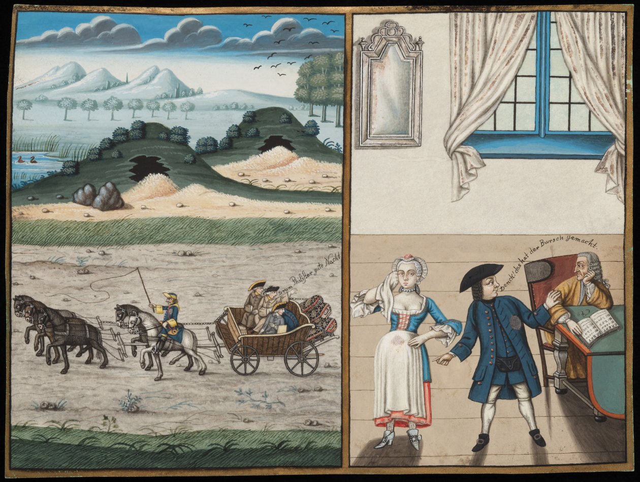 Wagenszene und ein Geldverleiher von German School