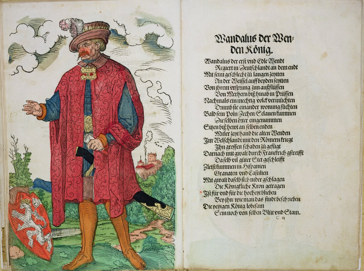 Wandalus, König der Wenden, aus Der Ursprung der ersten zwölf alten Könige und Fürsten der deutschen Nation, 1543 von German School