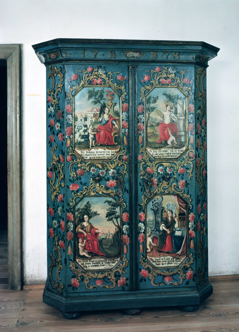 Schrank dekoriert mit Szenen der vier Jahreszeiten, 1778 von German School