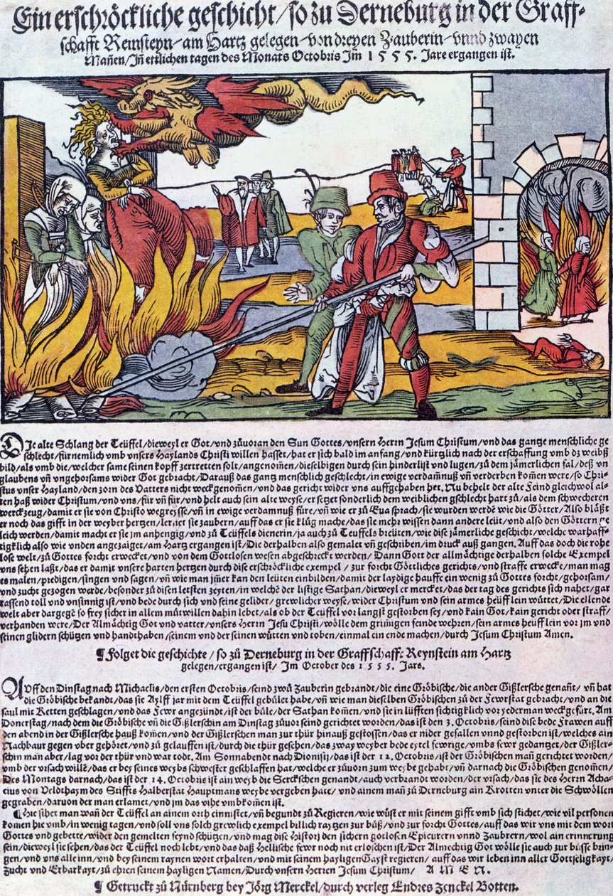 Hexenverbrennung in Derneburg im Jahr 1555 von German School