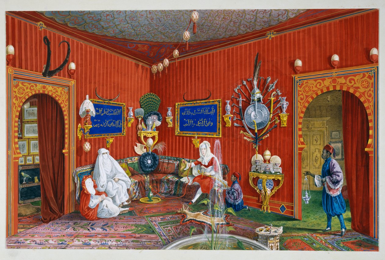 Orientalisches Zimmer in der Villa Lazarovich, Triester Residenz von Maximilian von Habsburg, Tempera von Germano Prosdocimi von Germano Prosdocimi