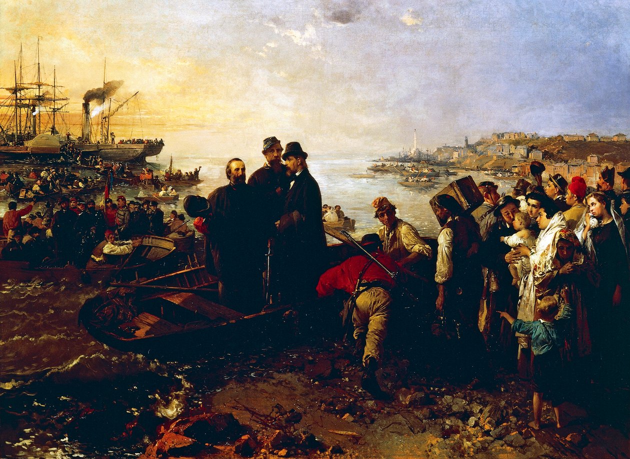 Einschiffung der Tausend in Quarto, um 1860 von Gerolamo Induno