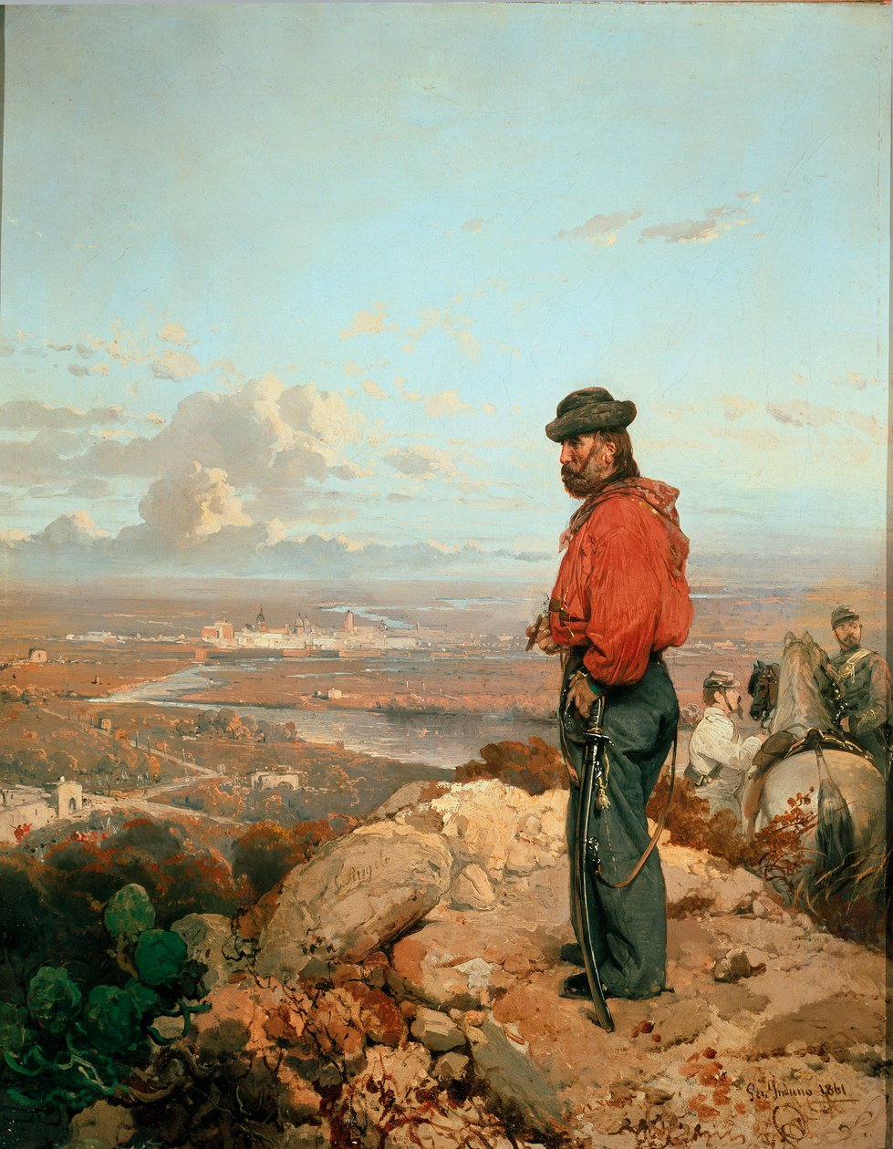 Italienische Einheit: Porträt von Giuseppe Garibaldi (1807-1882) vor Capua im Jahr 1860 von Gerolamo Induno