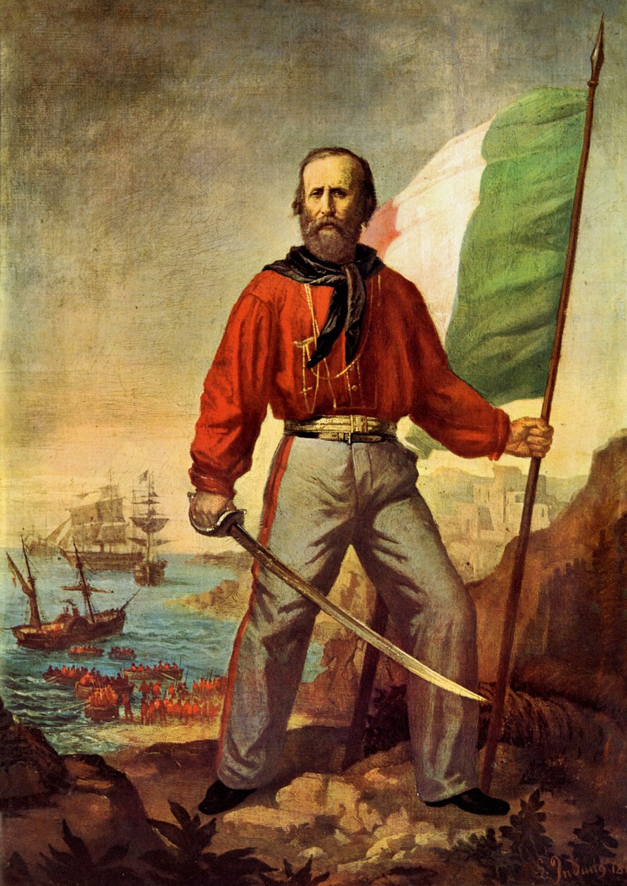 Porträt von Giuseppe Garibaldi (1807-1882) während der Landung der Tausend in Marsala von Gerolamo Induno