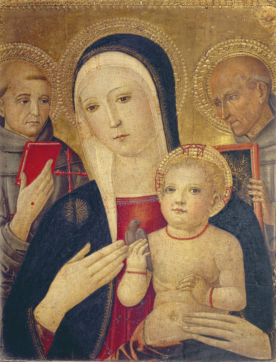 Madonna mit Kind und den Heiligen Franziskus und Bernhard von Gerolamo di Benvenuto