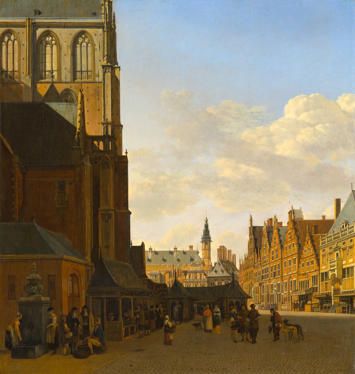 Der Fischmarkt und die Grote Kerk in Haarlem, ca. 1675-1680 von Gerrit Adriaensz Berckheyde