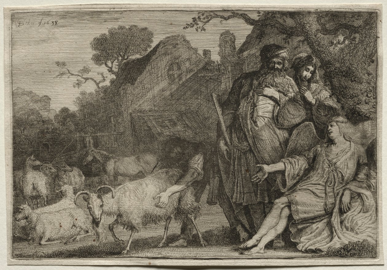 Ein Engel kündigt die Geburt von Abrahams Sohn an, 1638 von Gerrit Claesz. Bleker