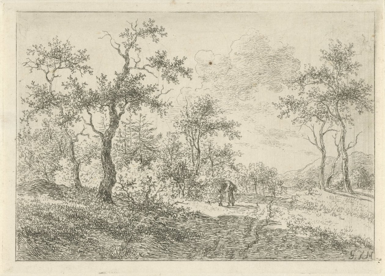 Waldreiche Landschaft mit einer Frau und einem Jungen von Gerrit Jan Michaëlis