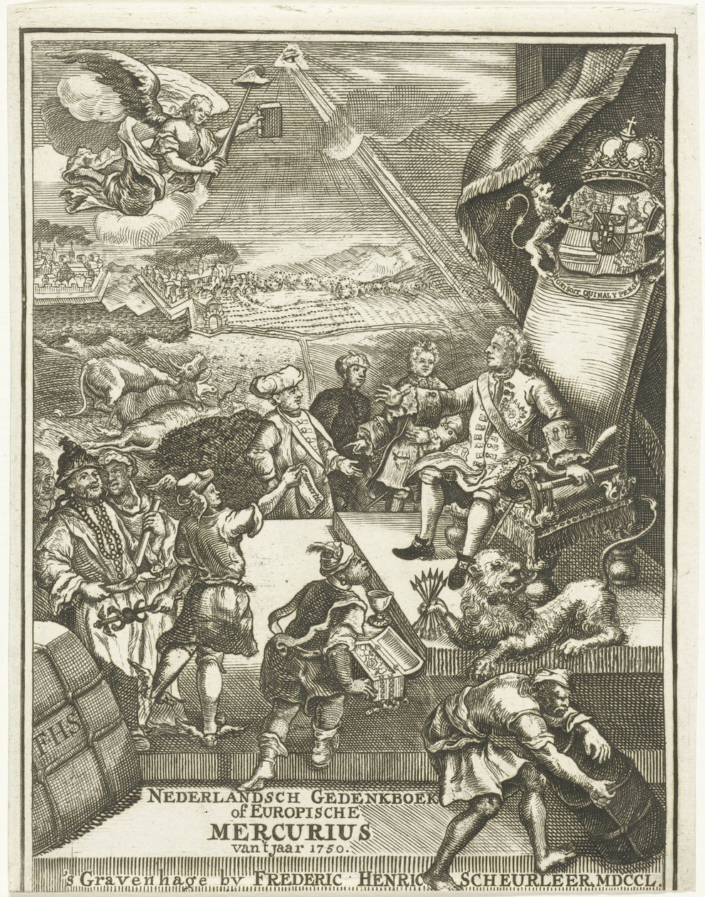 Titelseite für den Europischen Mercurius von 1750 von Gerrit Sibersma (possibly)