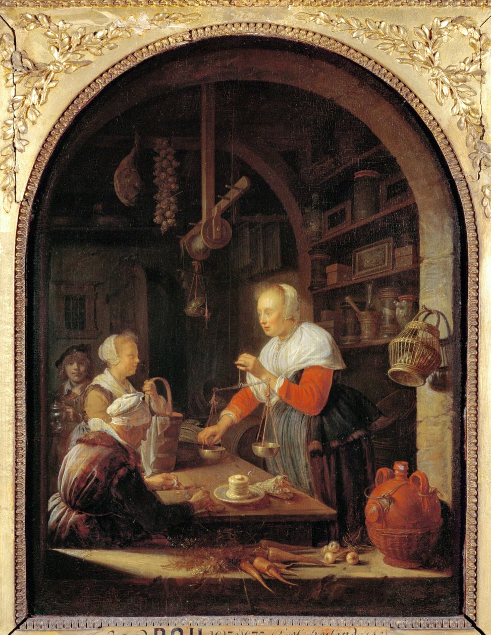 Die Dorfladenbesitzerin von Gerrit or Gerard Dou