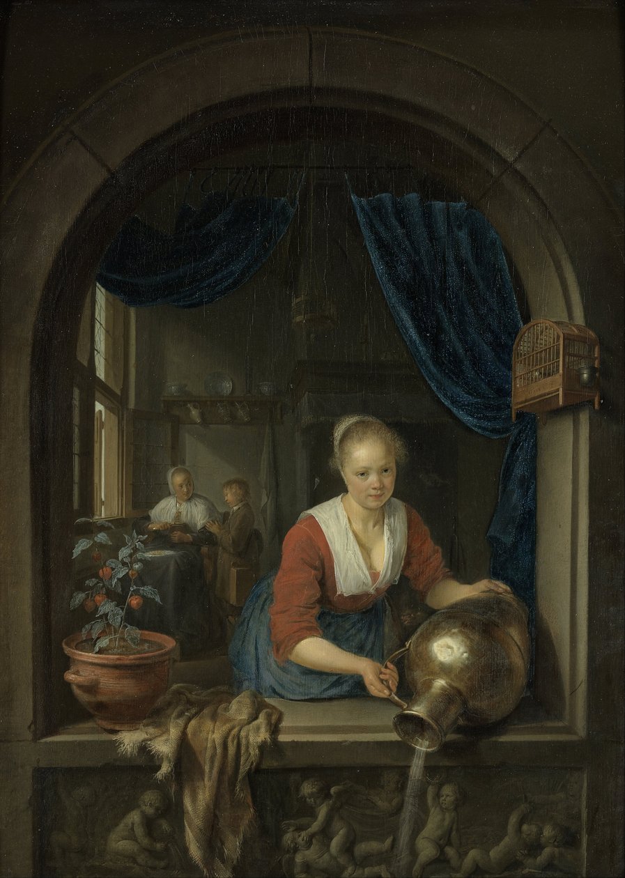 Dienstmädchen am Fenster, ca. 1660 von Gerrit or Gerard Dou
