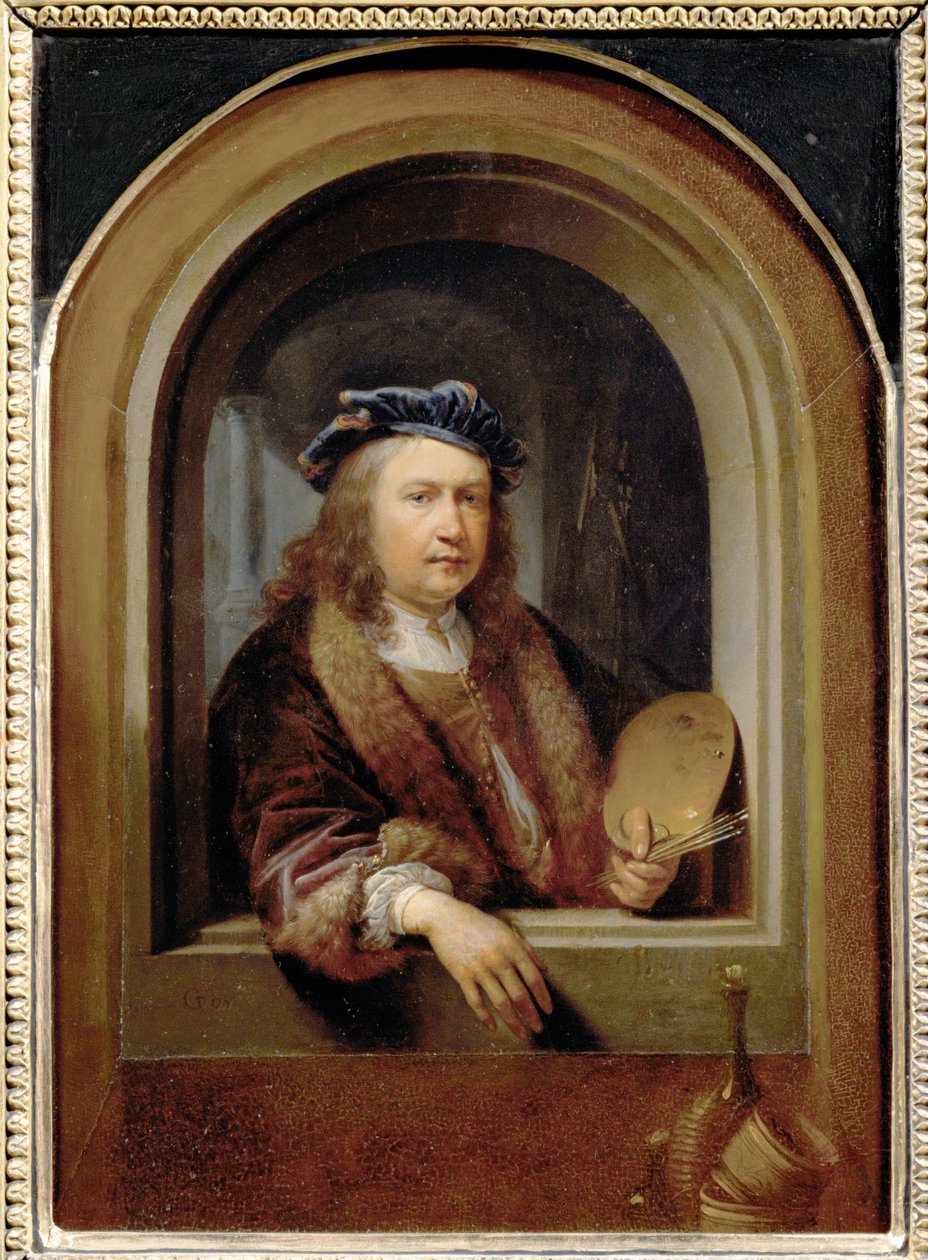 Porträt des Künstlers mit Malerpalette von Gerrit or Gerard Dou