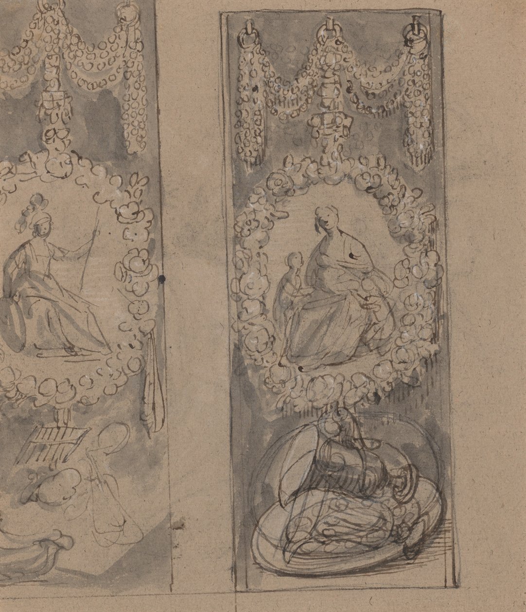 Dekorative Motive mit Girlanden (verso) von Gerrit van Honthorst