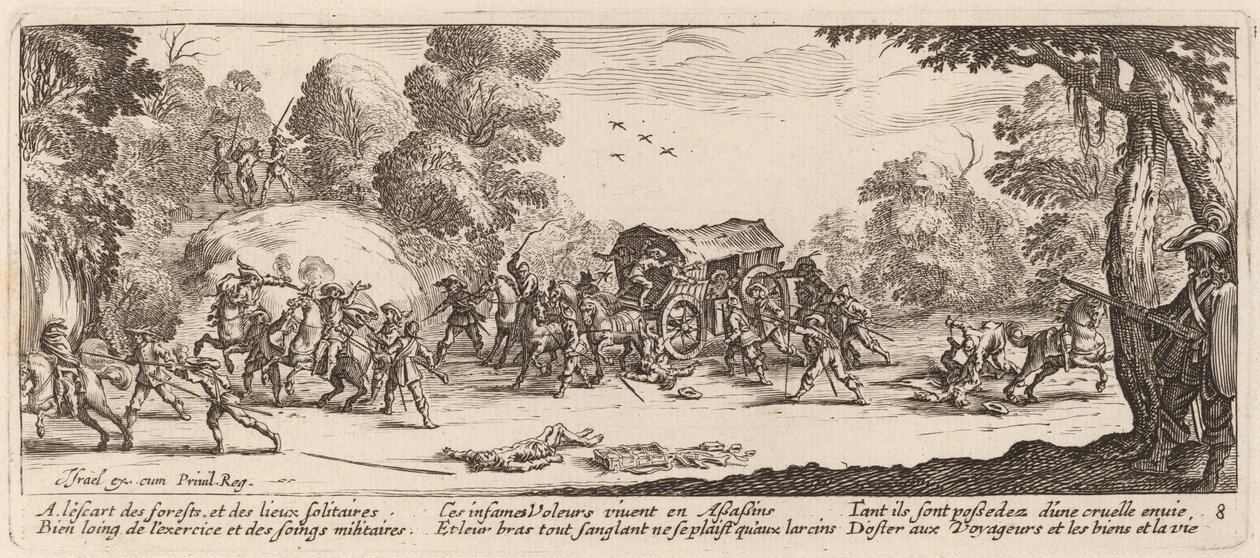 Angriff auf eine Kutsche von Gerrit van Schagen after Jacques Callot