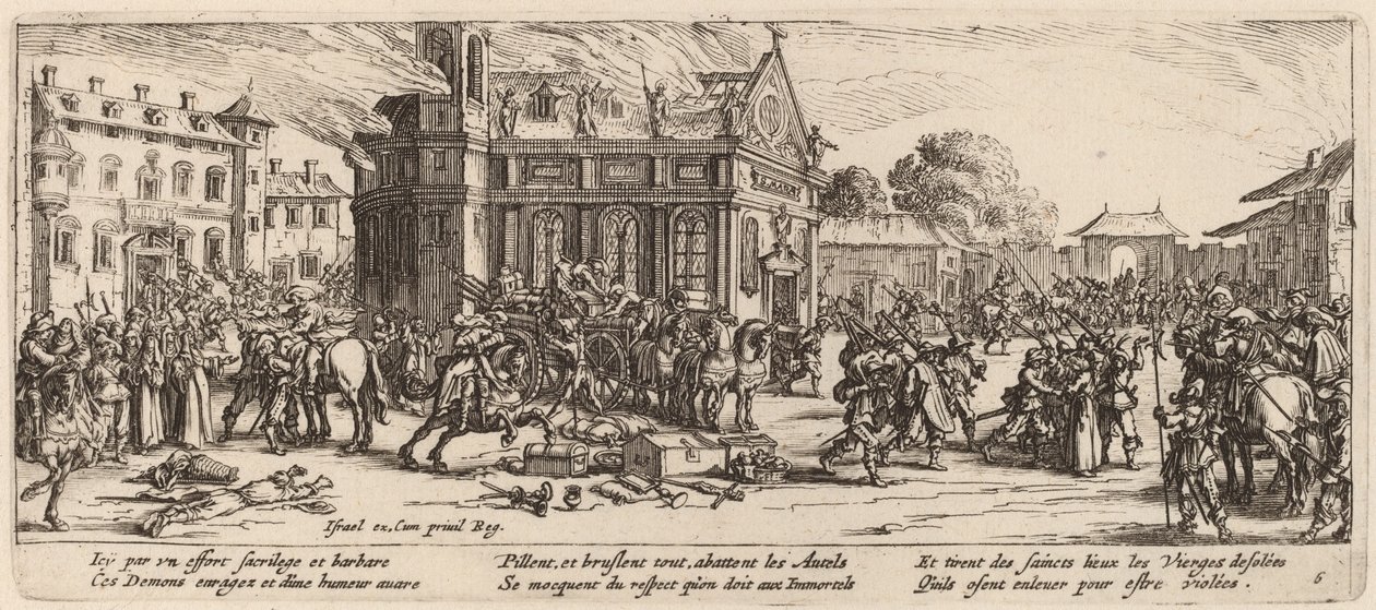 Zerstörung eines Klosters von Gerrit van Schagen after Jacques Callot