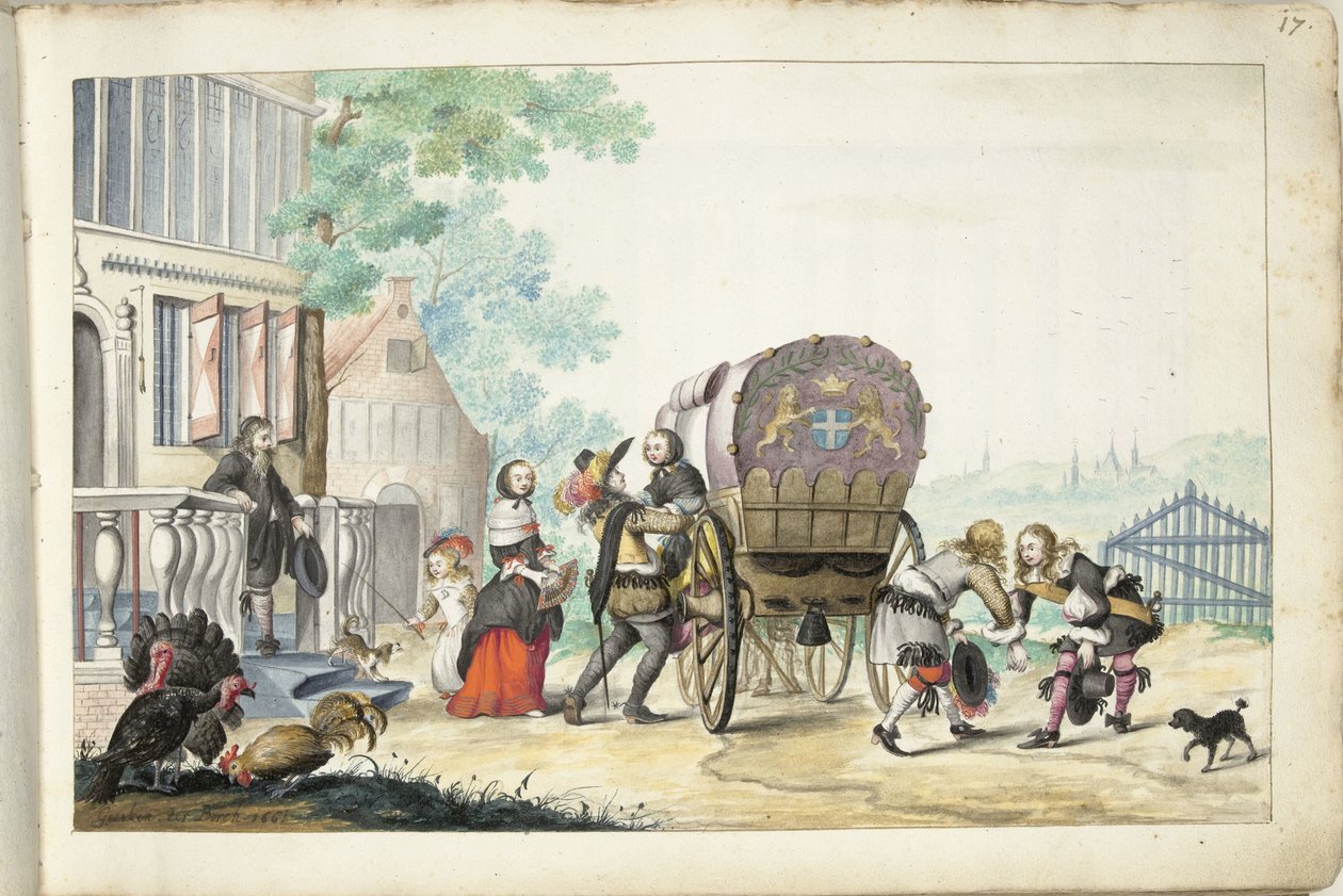 Ankunft bei einem Landhaus von Gesina ter Borch (signed by artist)