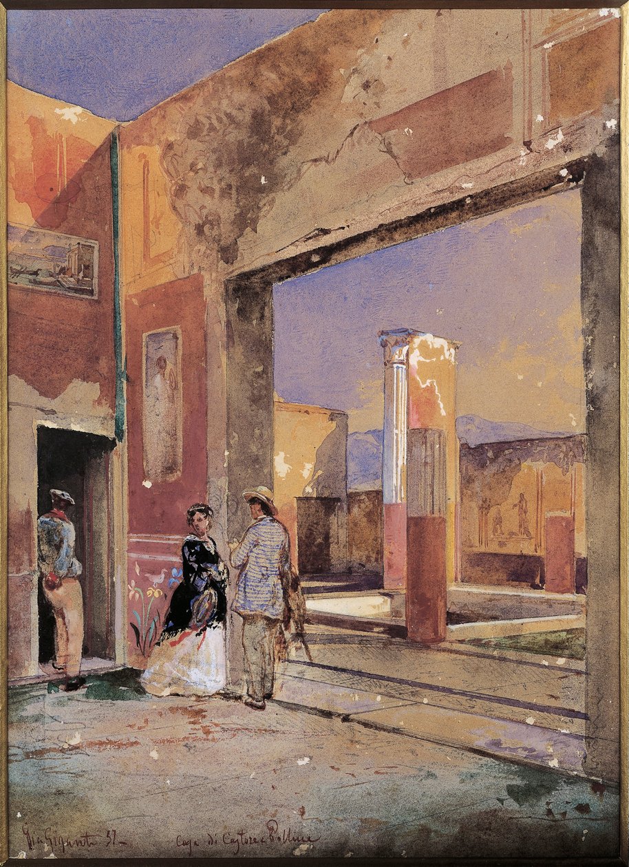 Italien, Haus der Kastor und Pollux in Pompeji 1857 von Giacinto Gigante