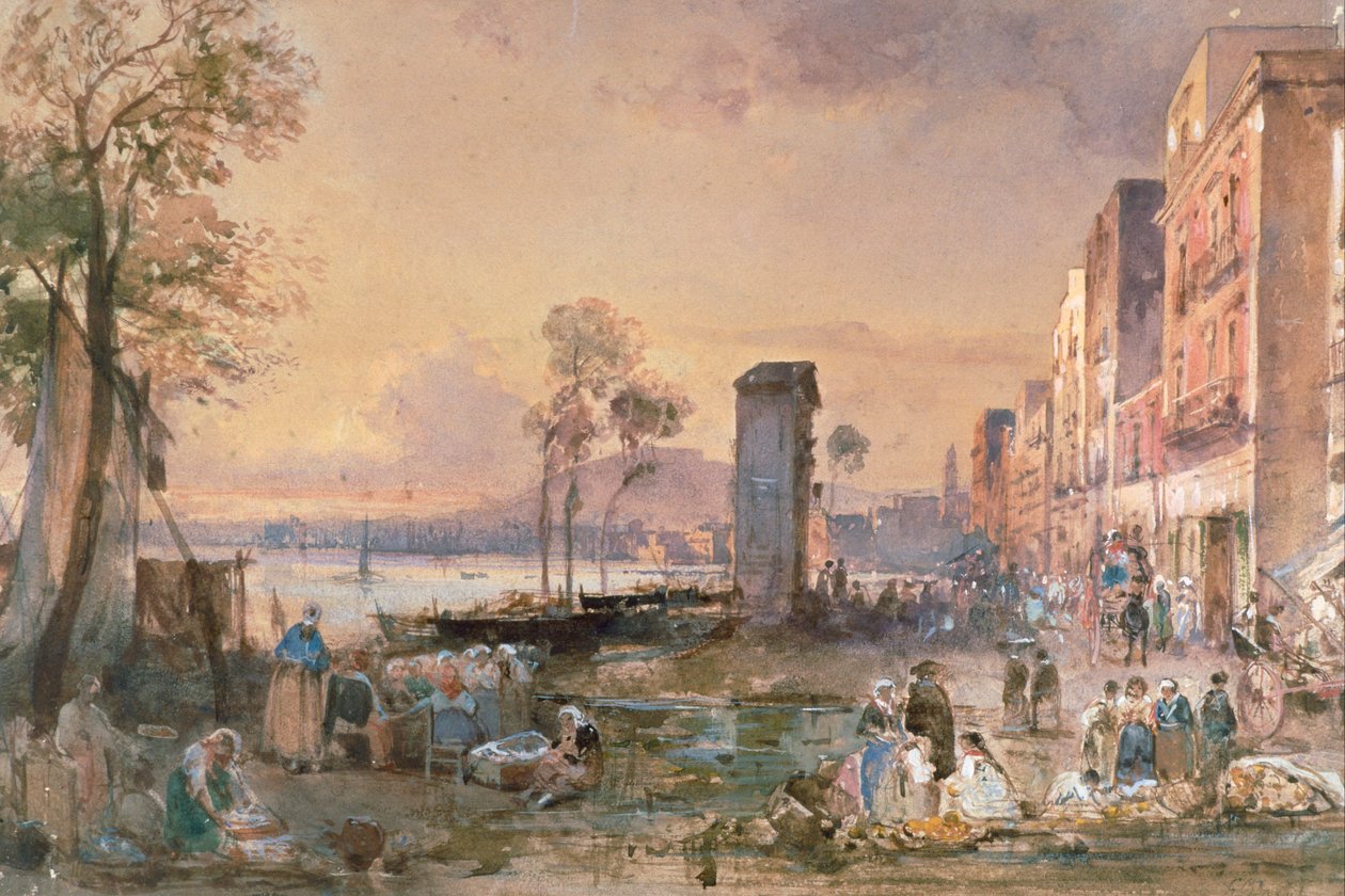 Blick auf Neapel von Marinella, von Giacinto Gigante (1806-1876), Bleistift, Aquarell und Bleiweiß auf Papier, Italien von Giacinto Gigante