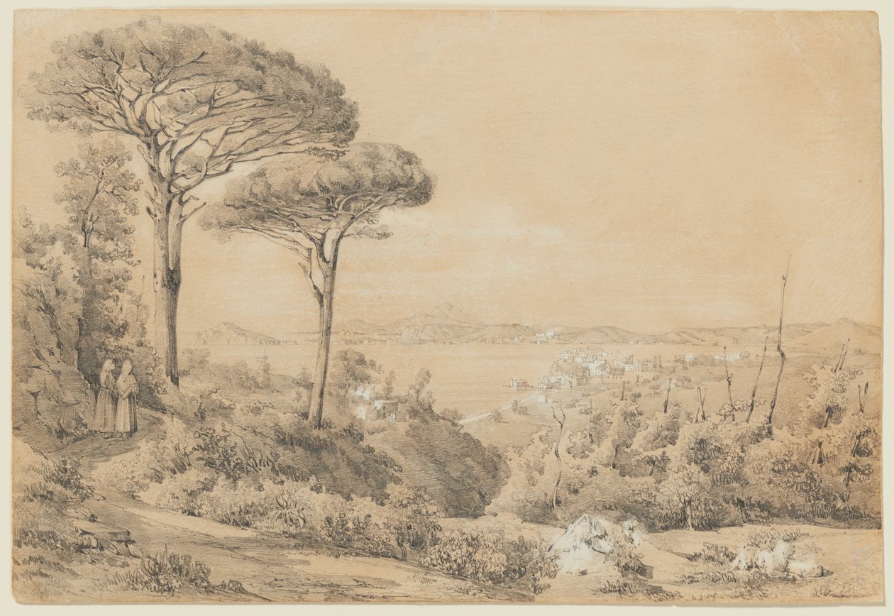 Blick auf den Golf von Pozzuoli von der Solfatara von Giacinto Gigante