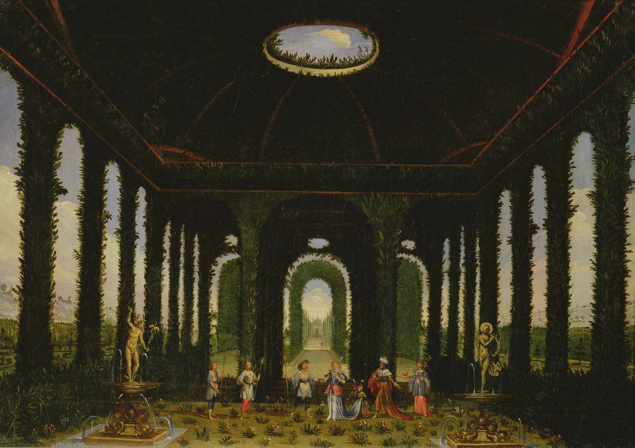 Akt III, Szenen XI und XIII: Garten in Form eines Pavillons von Giacomo Torelli