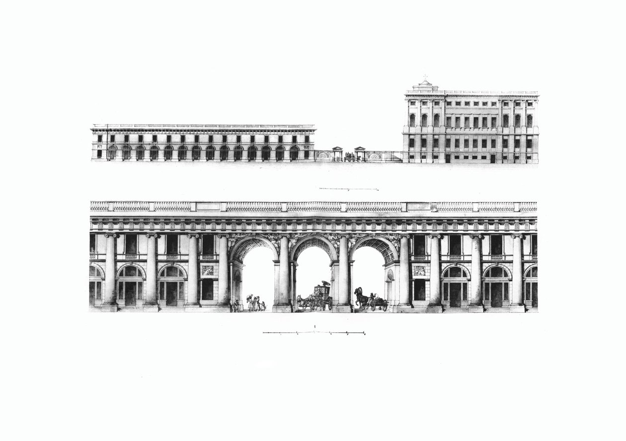 Entwurf der Kanzlei Seiner Kaiserlichen Majestät in Petersburg, 1802 von Giacomo Antonio Domenico Quarenghi
