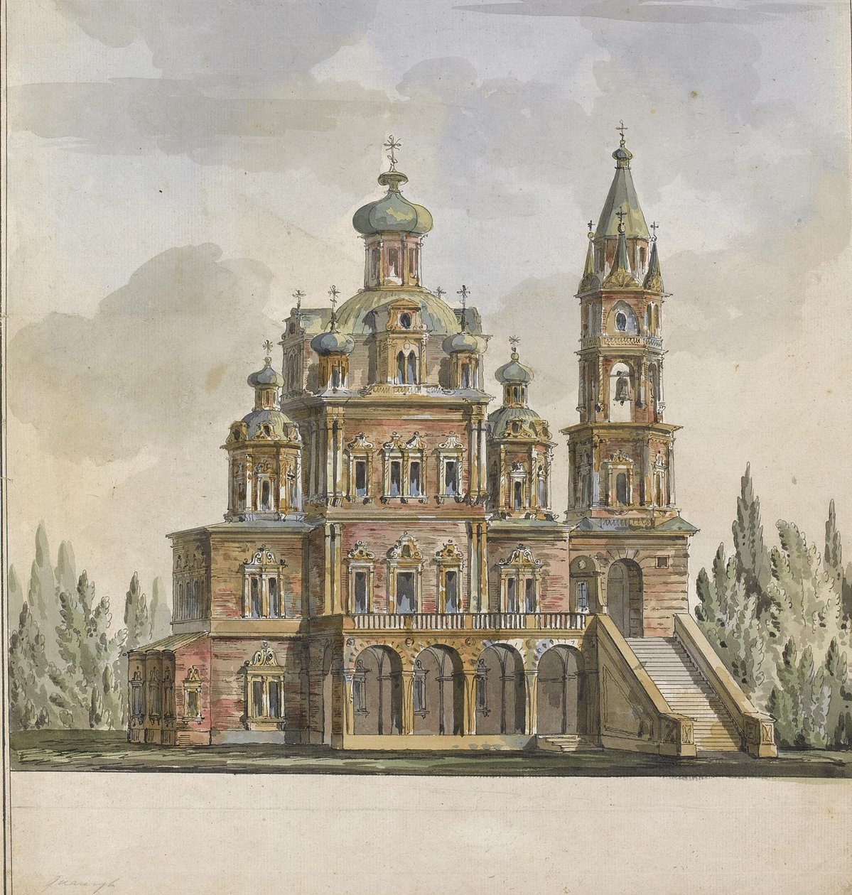 Projekt für die Kirche der Dormition der Theotokos in der Pokrovka-Straße in Moskau von Giacomo Antonio Domenico Quarenghi