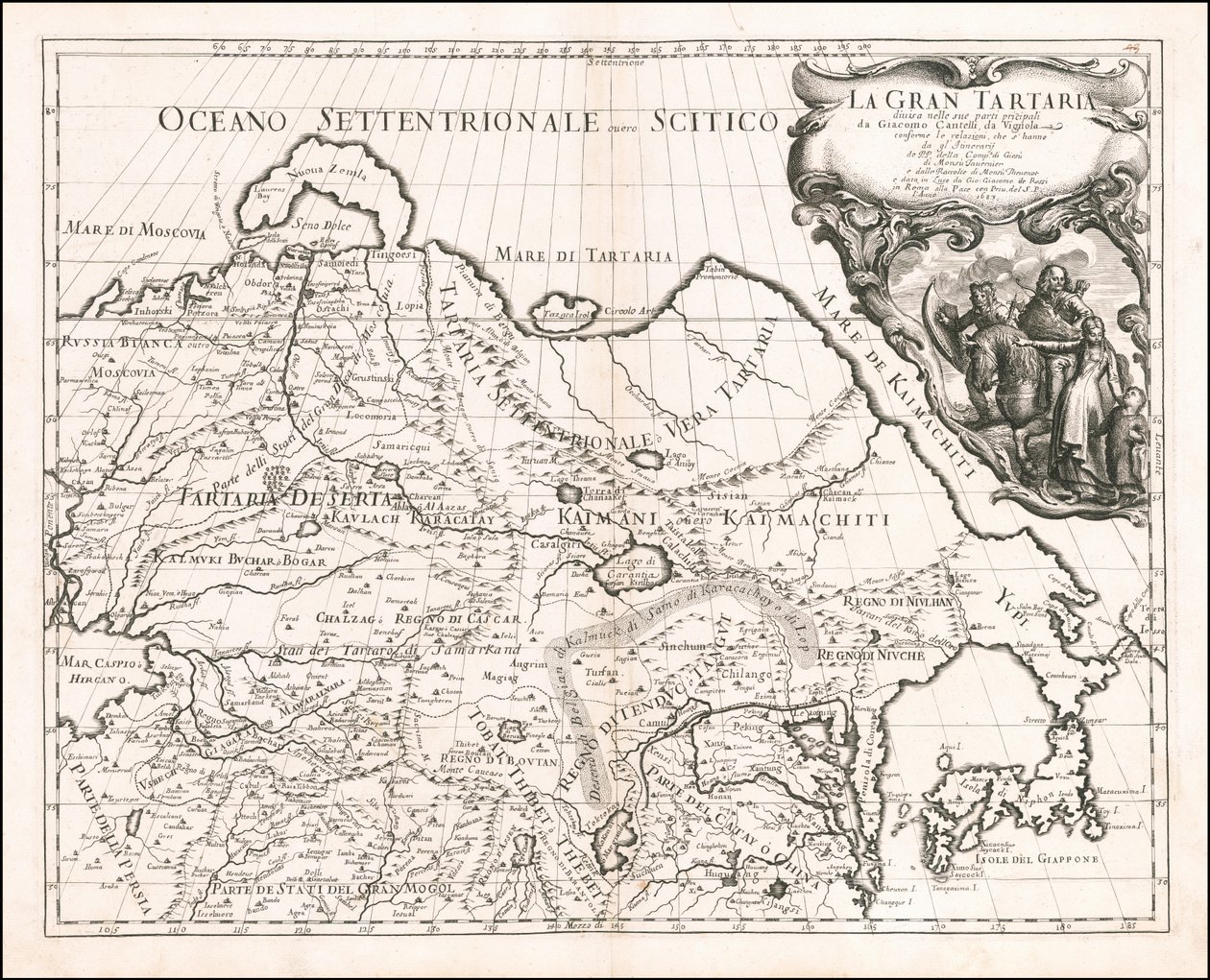 Karte von Groß-Tartarei 1683 von Giacomo Cantelli da Vignola von Giacomo Cantelli