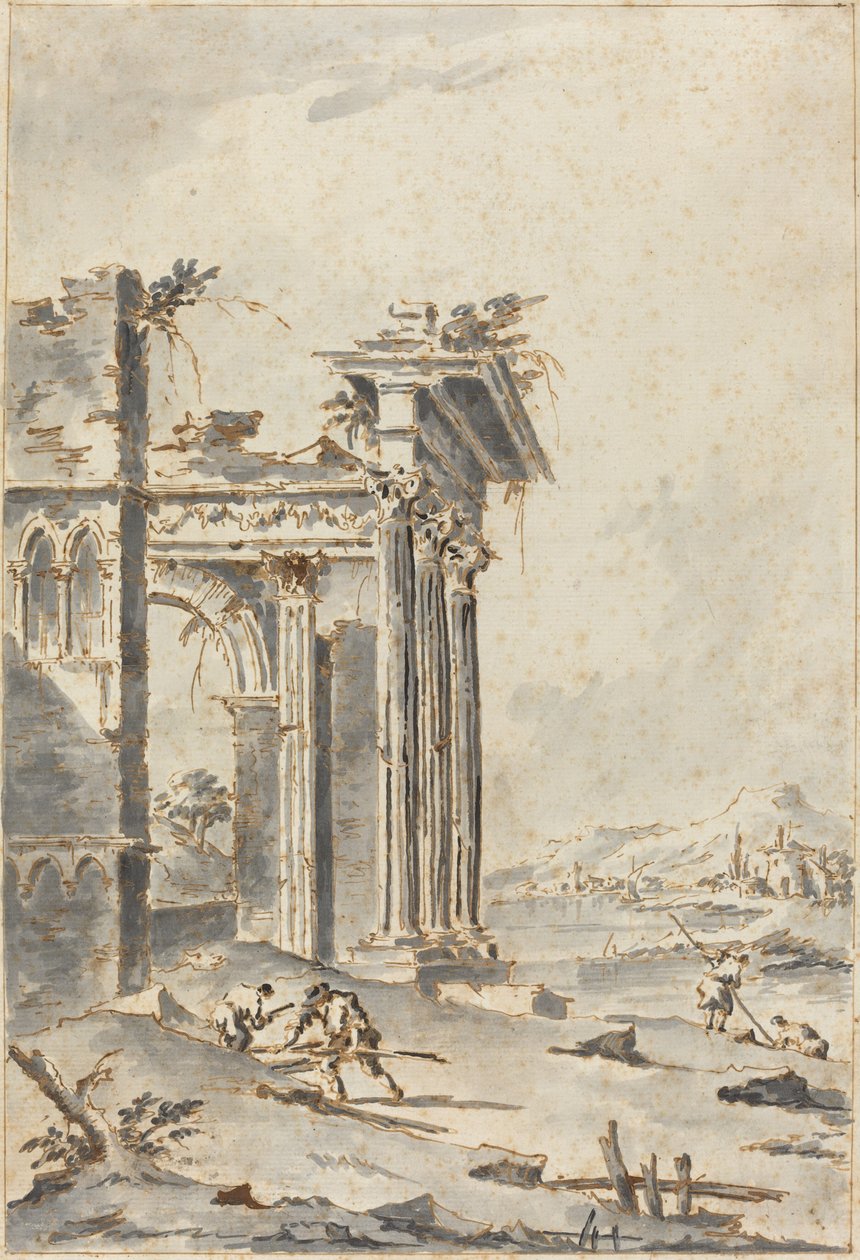 Capriccio von klassischen Ruinen an einer Küste von Giacomo Guardi