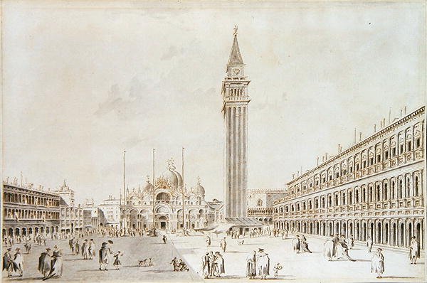 Blick auf die Piazza San Marco in Richtung Basilika und Campanile von Giacomo Guardi