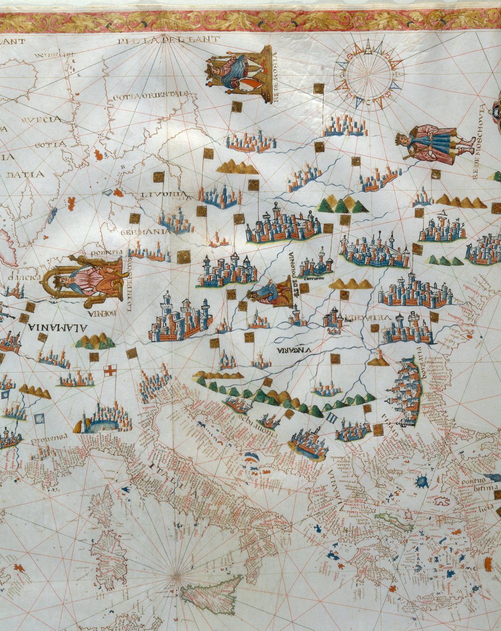 Eine nautische Karte, Detail von Westeuropa, 1564 von Giacomo Maggiolo