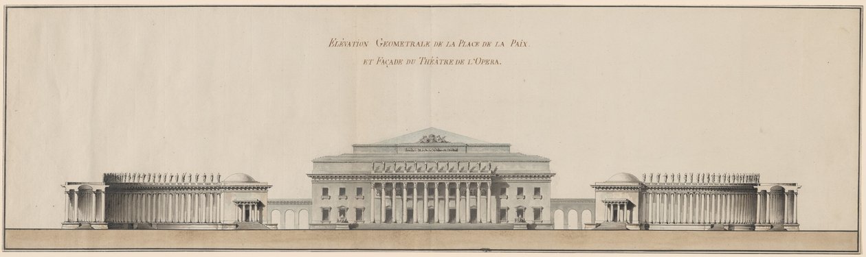 Geometrische Erhebung des Friedensplatzes und Fassade des Opernhauses von Giacomo Quarenghi