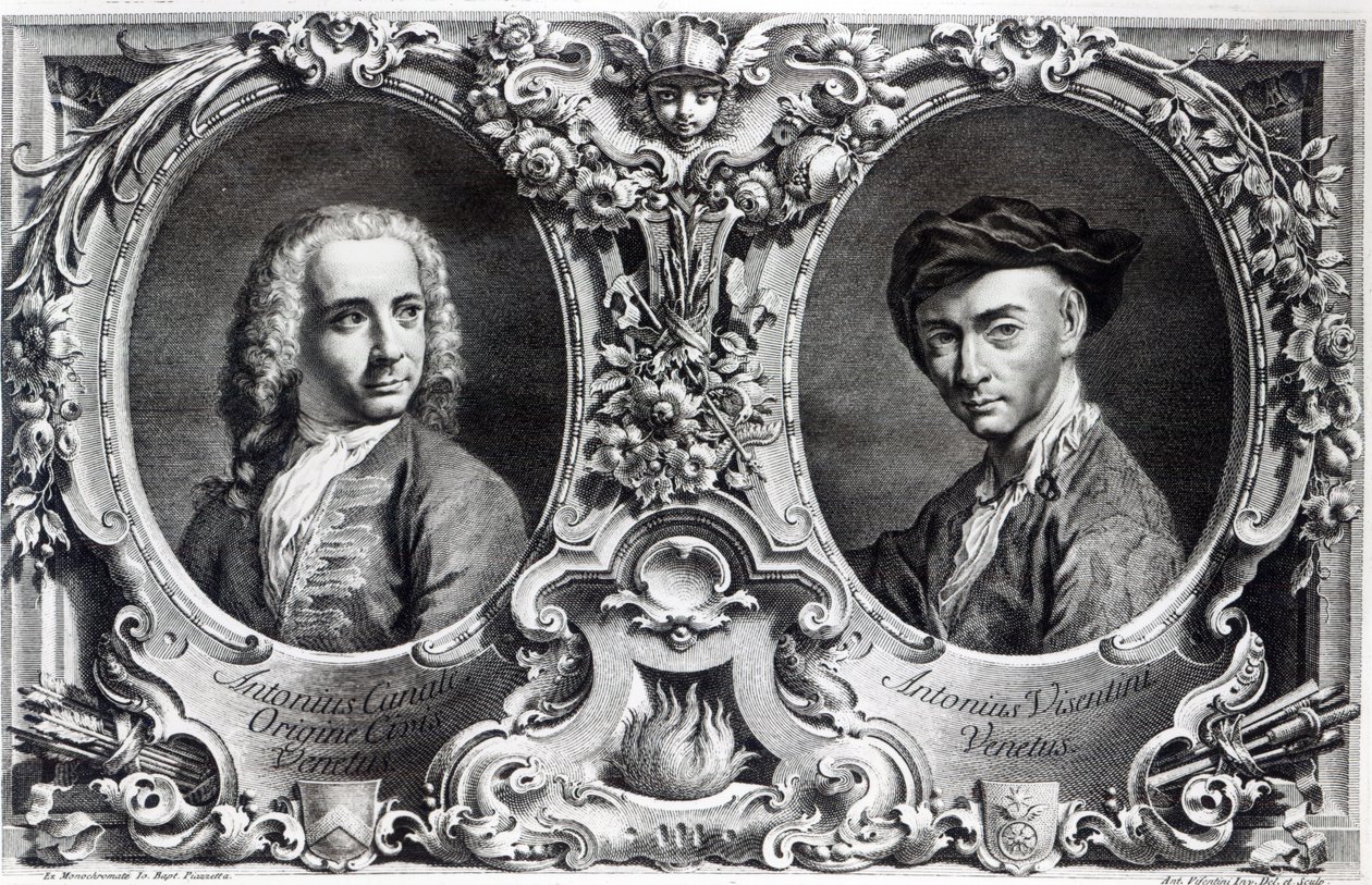 Canaletto und Antonio Visentini, graviert von Visentini von Giambattista Piazzetta
