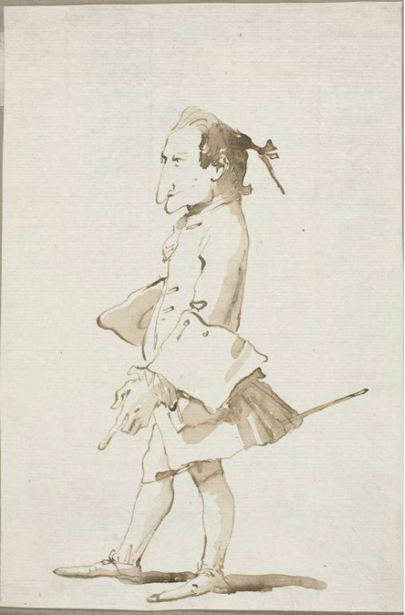 Karikatur eines Mannes, Ganzfigur, nach links gewandt von Giambattista Tiepolo
