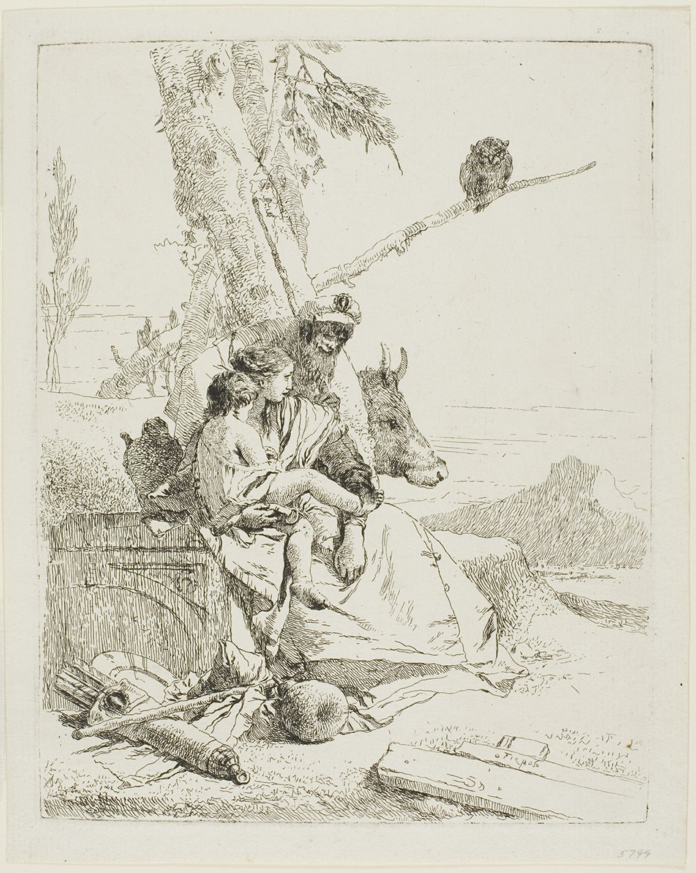 Die Familie des orientalischen Bauern, aus Scherzi von Giambattista Tiepolo