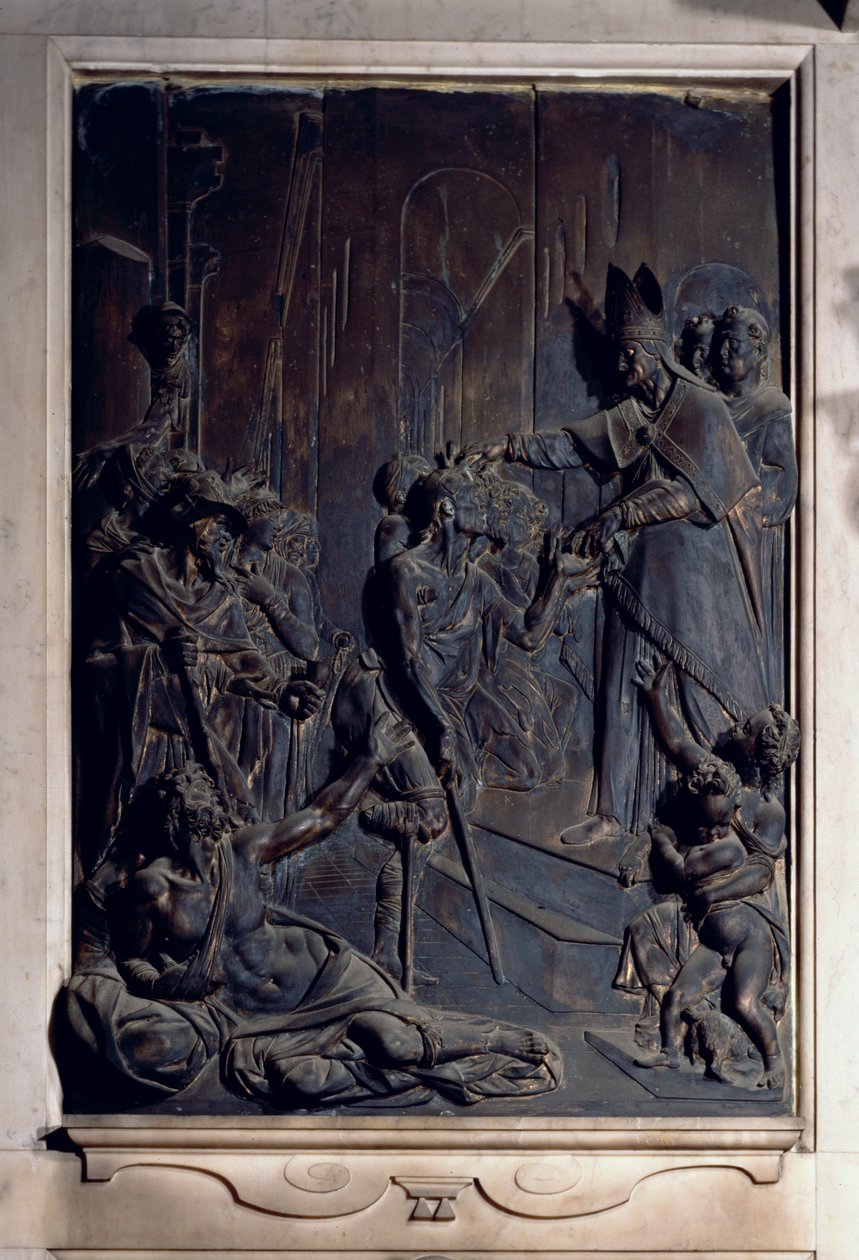 Der heilige Antonius verteilt Almosen, Relief aus der Salviati-Kapelle (Bronze) von Giambologna