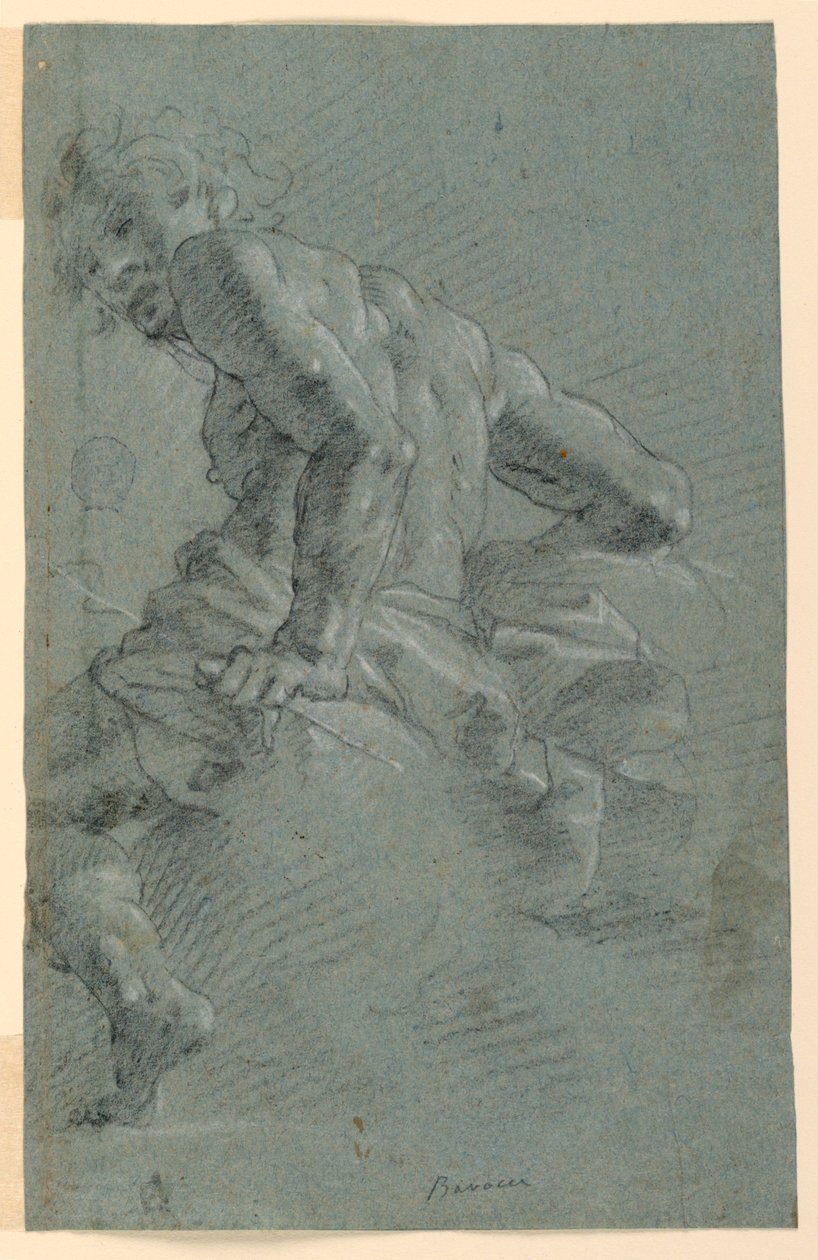 Studie von Hermes, Vorbereitende Studie für den Sturz der Giganten, Deckenfresko im Palazzo Moroni, Bergamo von Gian Giacomo Barbelli