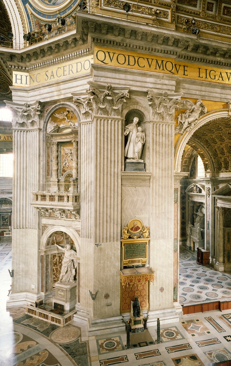 Dekorationen am ersten Pfeiler rechts, einer der vier Pfeiler, die die Kuppel des Petersdoms stützen von Gian Lorenzo Bernini