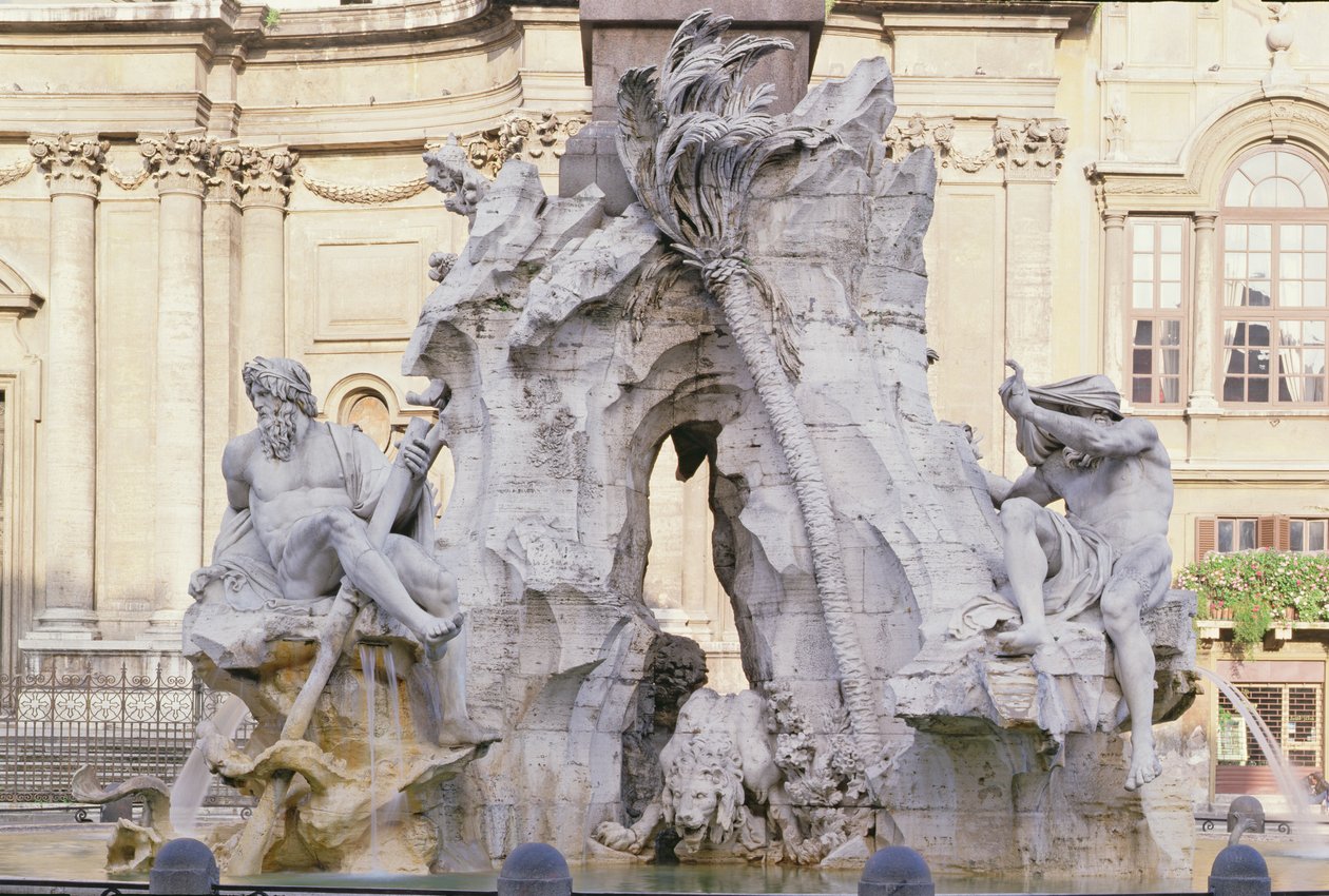 Fontana dei Quattro Fiumi (Brunnen der vier Flüsse), 1651 von Gian Lorenzo Bernini