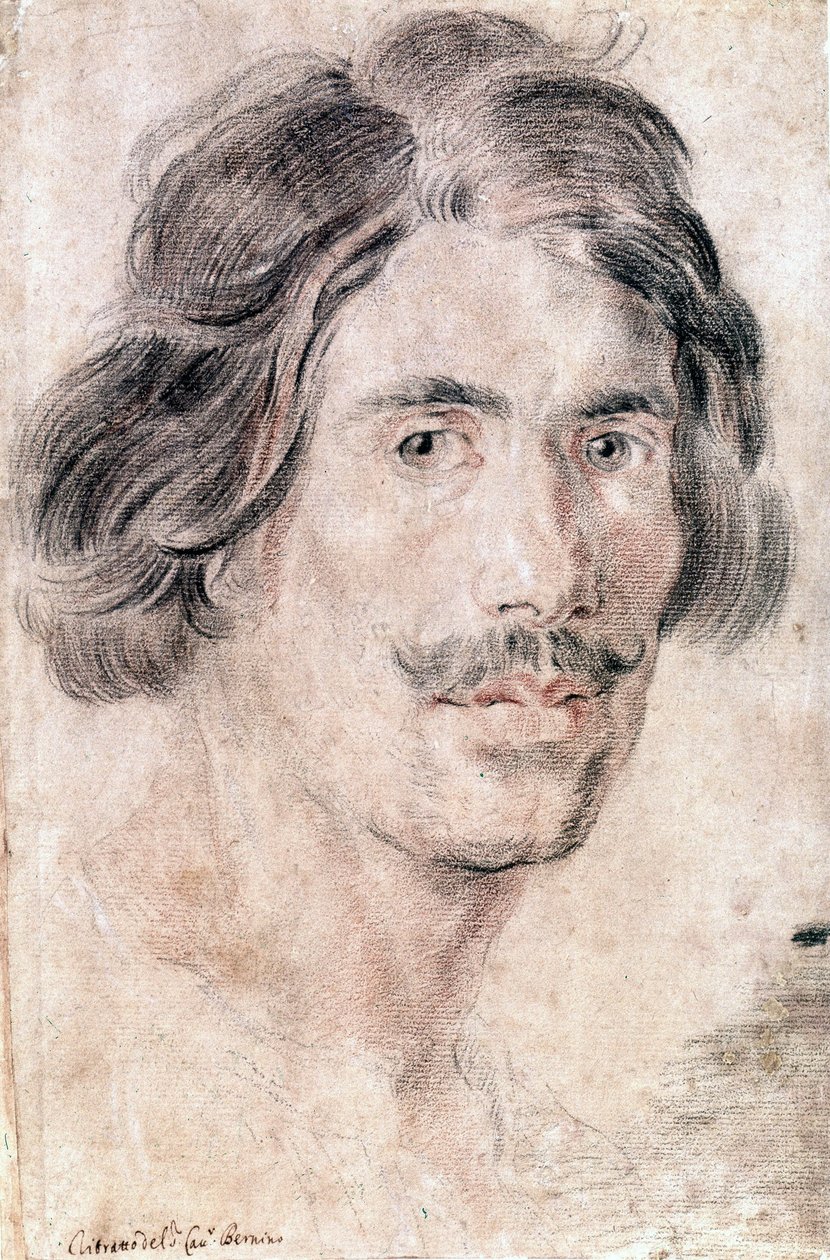 Selbstporträt von Gian Lorenzo Bernini (Bernin) (1598 - 1680), italienischer Bildhauer, Maler und Architekt. Gabinetto Nazionale delle Stampe, Rom von Gian Lorenzo Bernini