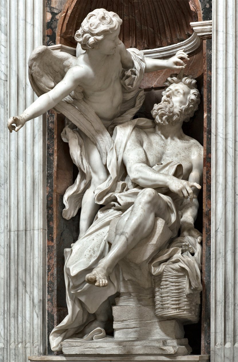 Der Prophet Habakuk und der Engel. Marmorskulptur von Gian Lorenzo Bernini (1598-1680) 1656-1661 Rom, Basilika Santa Maria del Popolo, Cappella Chigi von Gian Lorenzo Bernini