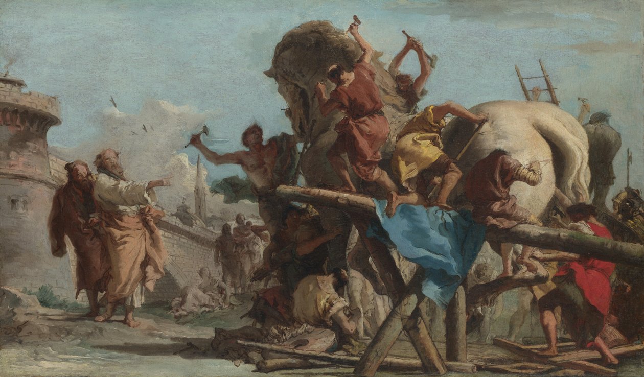 Der Bau des Trojanischen Pferdes, ca. 1760 von Giandomenico (1727 1804) Tiepolo