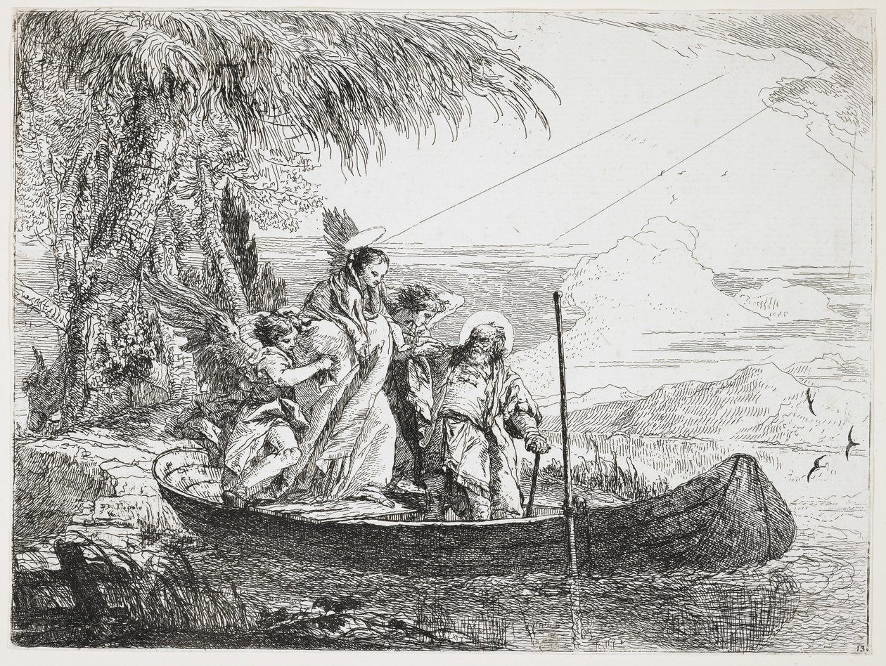 Die Heilige Familie betritt das Boot aus der Flucht nach Ägypten, 1750-1753 von Giovanni Domenico Tiepolo