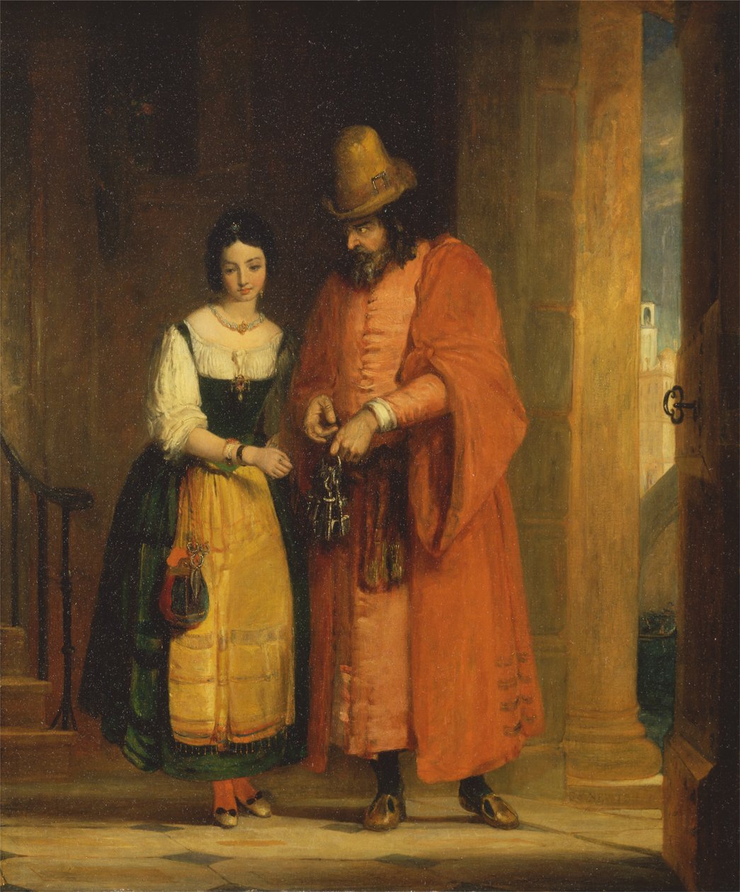 Shylock und Jessica aus Der Kaufmann von Venedig, II, ii von Gilbert Stuart