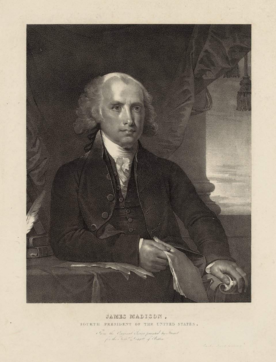 James Madison, vierter Präsident der Vereinigten Staaten, ca. 1828 von Gilbert (after) Stuart